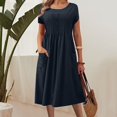 thumbnail image 2 of Save 65% Instantly!Suumer Plus Size Womens Dresses Solid Color Short-sleeved V-neck Casual, 2 of 6