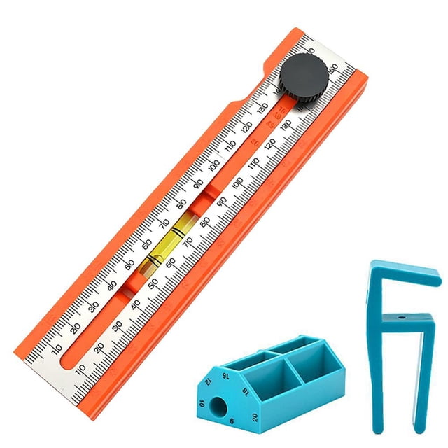 Adjustable Positioning Marking Protractor Tool, Multifunctional Depth Measuring Ruler, Multi-Angle Marking Rule with Rotatable Knob for Woodworking