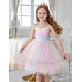 thumbnail image 4 of Oudiya Toddler Girls Tutu Rainbow Party Dress Tulle Ruffle Hem Cami Summer Dress for Kids 2-6Y, 4 of 7