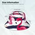 thumbnail image 6 of Gaeub Dark Blue Stripes and Pink Flamingos Printed Double Sided Reflective Bucket Hat Foldable Sun Hat for Camping Hiking Fishing, 6 of 9