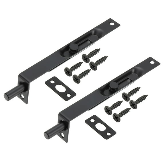 Unique Bargains Flush Bolt 6" x 0.71" Inch , Stainless Steel French Door Lock for Wood Composite Double Door, Black 2 Pcs