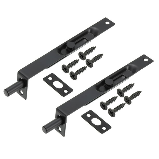 Cerradura de Puerta Francesa Uxcell de 6" x 0.71", Acero Inoxidable para Puerta Doble de Compuesto de Madera, Negro 2 Pcs