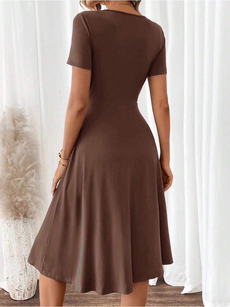 brown fit and flare midi dress Buy Threadbare Brown V-Neck Fit and Flare 100% Cotton Midi Dress from Next USA