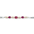thumbnail image 2 of 925 Silver and 10K Yellow Gold Pink Tourmaline and Red Created Ruby and White Lab Grown Diamond Bracelet for Women (1.91 Cttw, Gemstone October Birthstone, Oval, Wheat Chain, 6.5 inches), 2 of 5