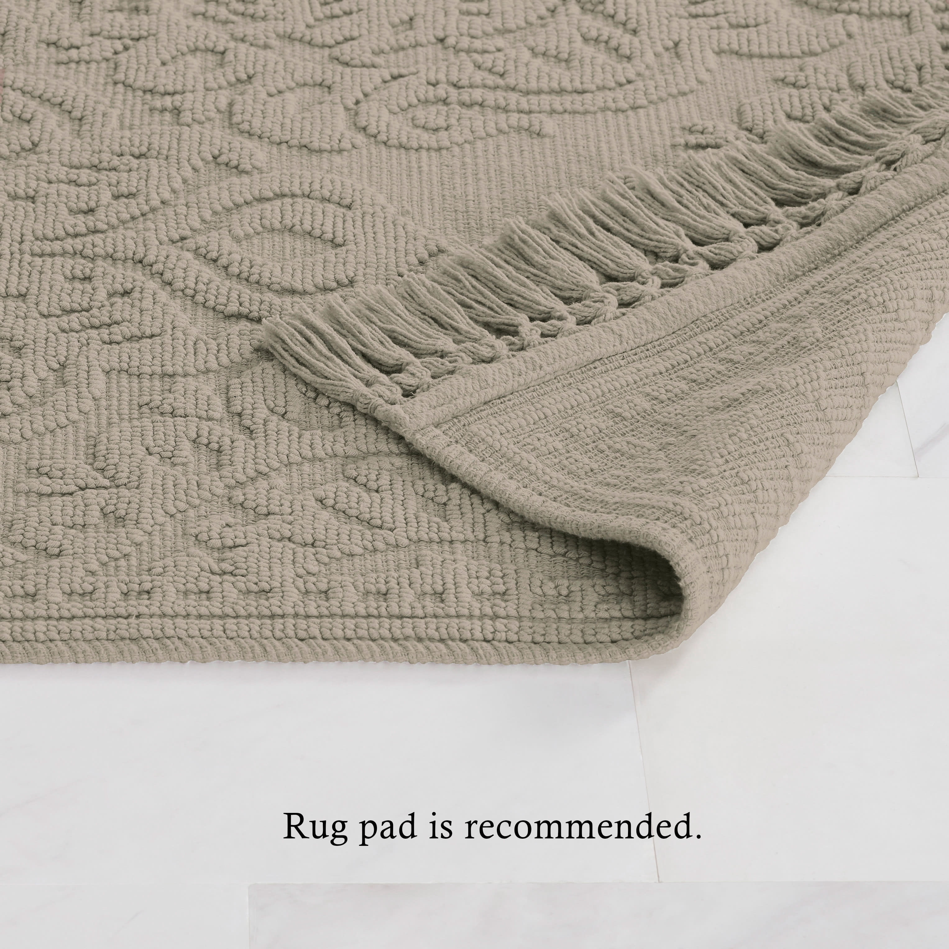 Jean Pierre Ricardo Cotton Fringe 2-Piece Bath Rug Set, Linen
