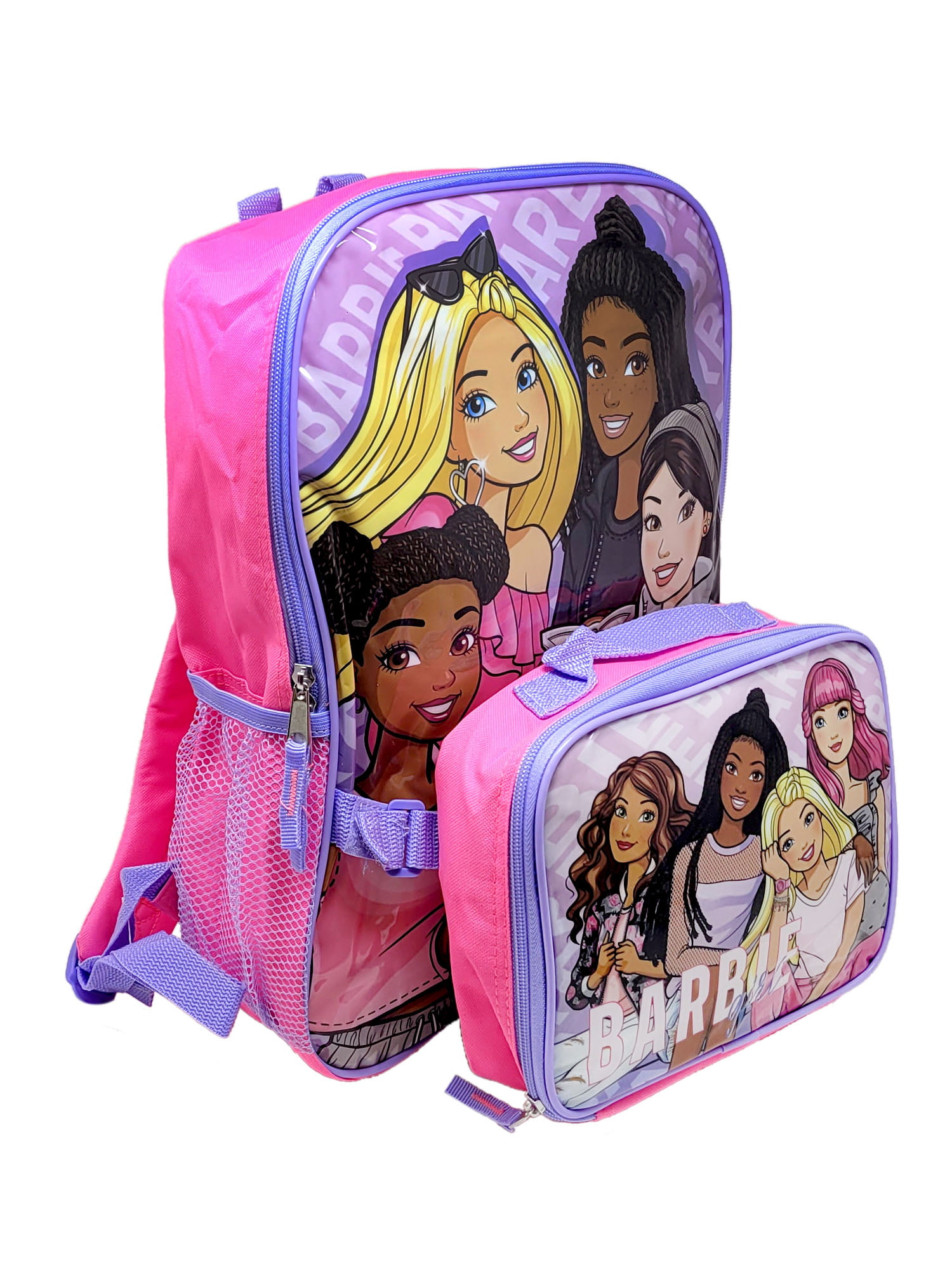 Barbie Backpack 16 & Insulated Lunch Bag Detachable 2-Piece Set Pink Girls  