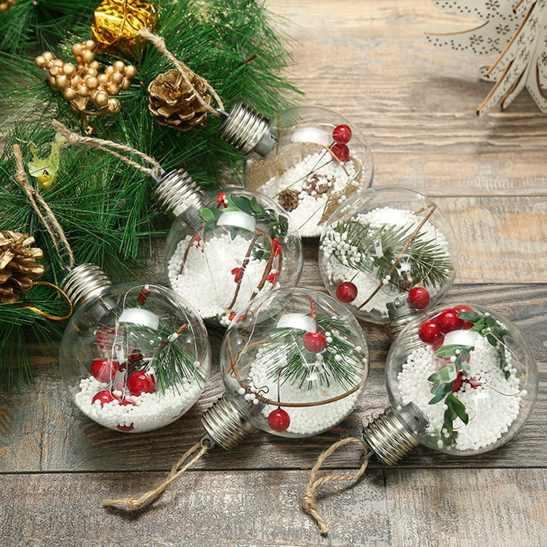 DIY Fillable Clear Plastic Ornament Balls,with A Silver Rope and