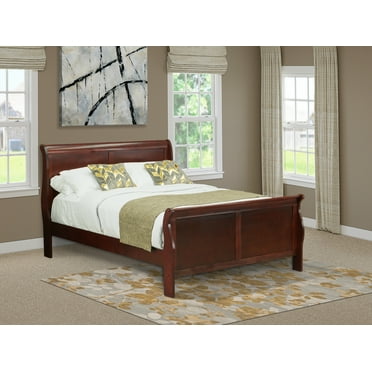 East West Furniture LP03-Q00000 Louis Philippe Queen Size bed in Phillip Walnut Finish