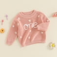 thumbnail image 7 of BemeyourBBs Baby Girl First Birthday Outfit One Embroidery Sweater Pullover Oversized Knit 1st Birthday Winter Cute Clothes, 7 of 7