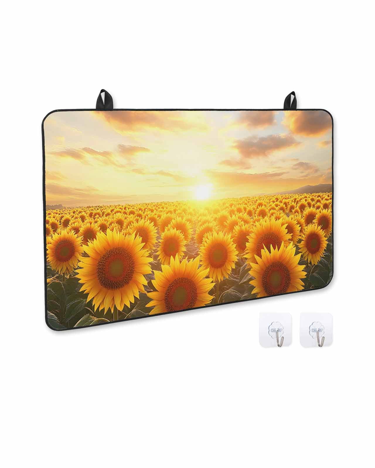 nqOlkjepod Large Induction Cooktop Protector Mat 36"x21", Sunflower Floral Stove Top Covers for Electric Stove, Summer Pastoral Botanical Flowers Stove Burner Cover Mats, Glass Top Stove Cover