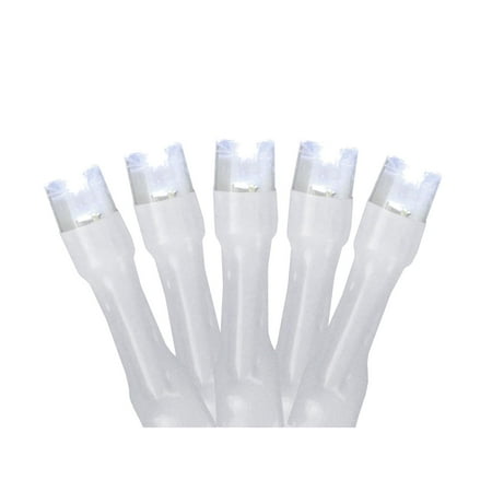 Set of 20 Battery Operated Pure White LED Wide Angle Christmas Lights - White Wire