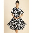 thumbnail image 5 of Moomaya Printed Rayon Short Sleeve Fit & Flare Dress - Regular Fit Party Dress, 5 of 9