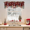 thumbnail image 2 of Christmas Gnome Tie Up Valances Curtain, Squirrel Poinsettia Xmas Tree Red Plaid Adjustable Rod Pocket Short Window Treatment Tie Up Curtains Valances for Kitchen Living Room Bathroom 42x12 Inches, 2 of 9