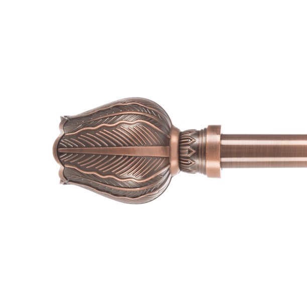 Curtain Rod with Mounting Hardware and Decorative Tulip Finials 66Â