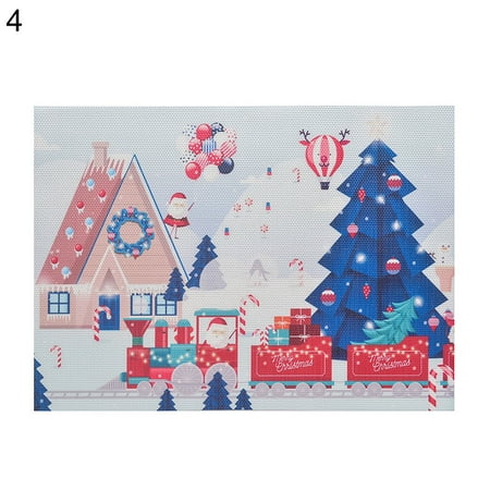 

Wanwan Christmas Tree Santa Snowman Elk Kitchen Placemat Dish Bowl Cup Coaster Decor