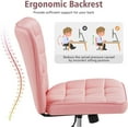 thumbnail image 4 of CRXX ModernTufted Armless Desk Office Chair Faux Leather Upholstered Computer Chair with Adjustable Seat Height and Rolling Wheels for Home/Office, Pink, 4 of 10