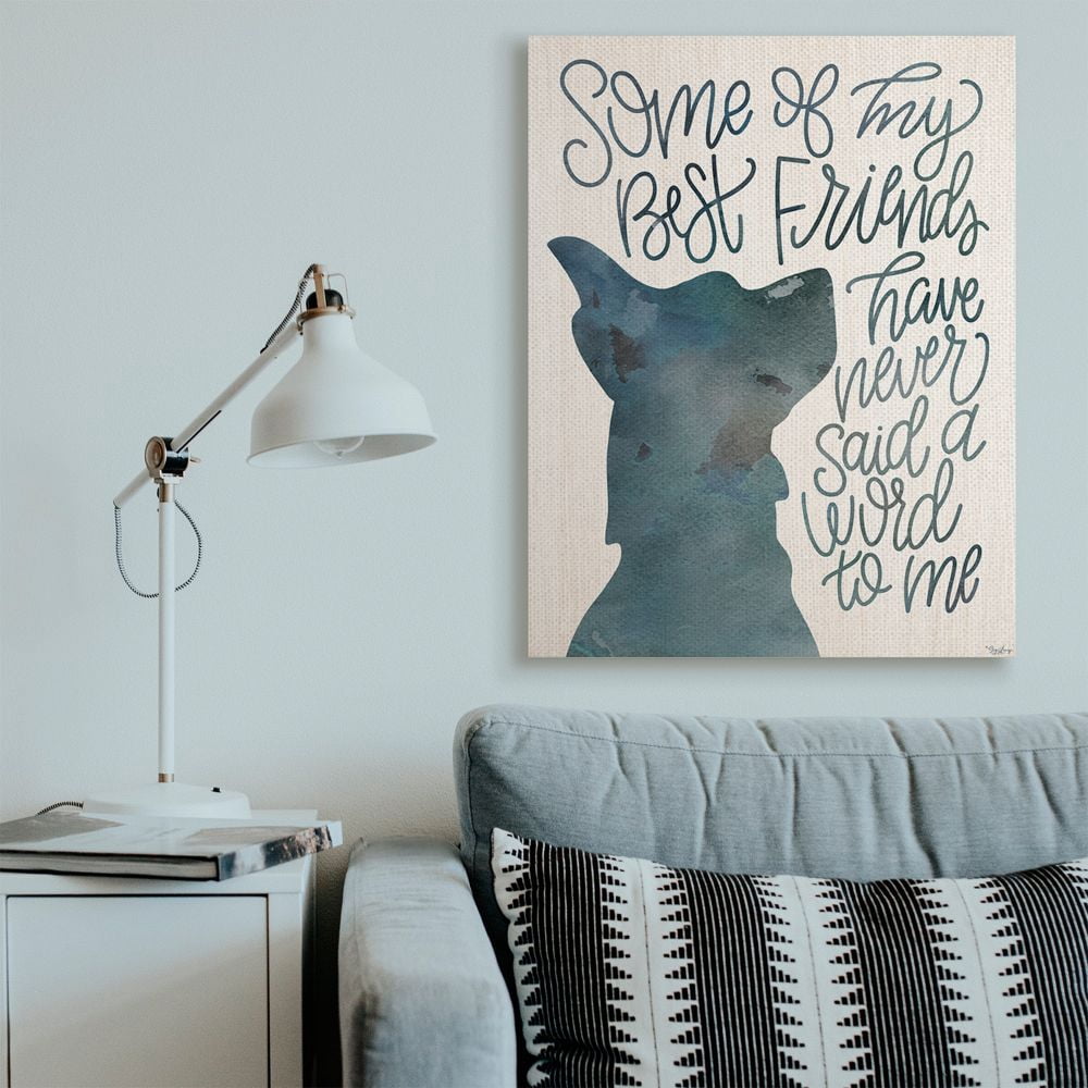 Stupell Industries Best Friends with Pet Phrase Dog Outline Blue Script Quote Canvas Wall Art Design by Gigi Louise, 36" x 48"