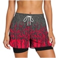 thumbnail image 5 of Mifsaly Womens Athletic Shorts with Liner 2 in 1 Tie-Dye Print Double Layer Running Shorts High Waisted Workout Gym Yoga Biker Shorts Wine,XL, 5 of 7