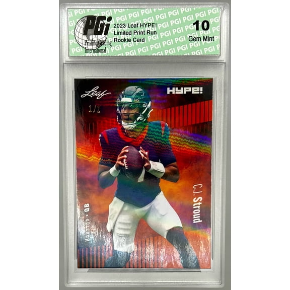 C.J. Stroud 2023 Leaf HYPE! #106 Orange Shimmer #1/1 Rookie Card PGI 10