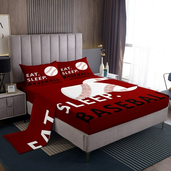 Erosebridal Baseball Bed Sheets Twin For Boys,Ball Gaming Bedding Sets Twin Size,Sport Theme Decor,Lightweight,3pcs