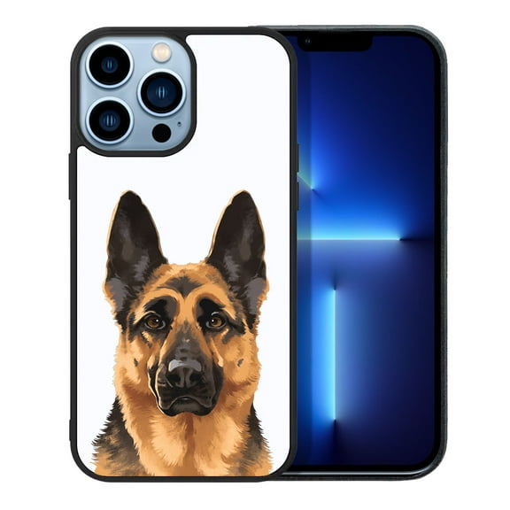 FINCIBO Soft Rubber Protector Cover Case for Apple iPhone 13 Pro Max 6.7" 2021 (NOT FIT iPhone 13 mini 5.4" 2021/iPhone 13 Pro 6.1" 2021/iPhone 13 6.1" 2021), Black Tan German Shepherd Dog