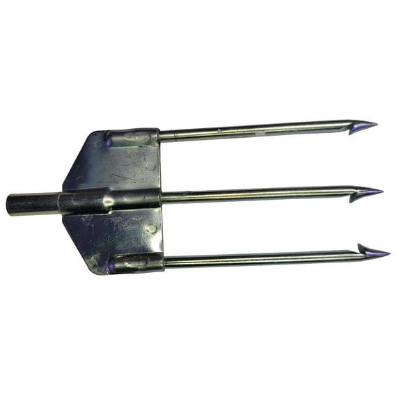 Zinc Plated 3-Prong Flat Trident with 6mm Threads for Spearfishing, Freediving & Scuba Diving