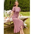 thumbnail image 2 of AURA Plus Size Women Sequin Formal Party Dress Flutter Short Sleeve Wedding Cocktail Long Evening Dress, 2 of 6