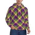 thumbnail image 2 of Lsque Mardi Gras Plaid Pattern Casual Men's Hoodie,Hooded Sweatshirt with Kangaroo Pocket,Pullover Hoodie-X-Large, 2 of 7