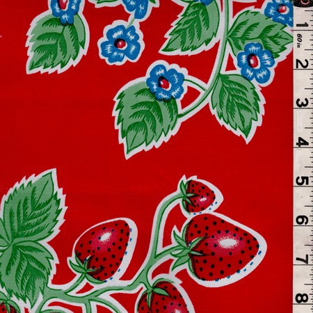 - Red Floral Oilcloth, Fabric By the Yard