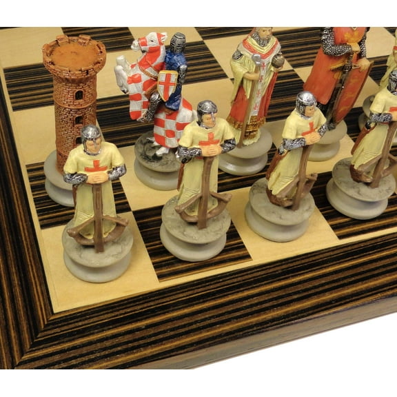 Medieval Times Crusades Arabian vs Christian Chess set 14" Ebony Maple Board