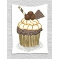 thumbnail image 1 of Cupcake Tapestry, Hand Drawn Chocolate Cake with Waffles and Hazelnut Balls Culinary, Wall Hanging for Bedroom Living Room Dorm Decor, 60W X 80L Inches, Pale Brown Warm Taupe Cream, by Ambesonne, 1 of 2