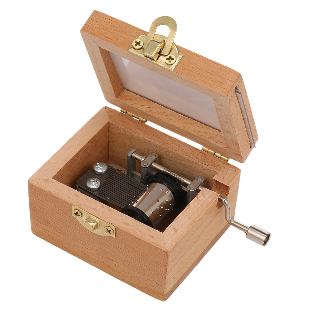 Vintage Wooden Manual Crank Music Box Collection Engraved  Craft Kids Toys Gifts