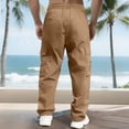 thumbnail image 7 of Liuinsasek Men's Straight Leg Cargo Pants Drawstring Elastic with Multi-Pockets Waist Casual Loose Outdoor Sports Long Pants, 7 of 7