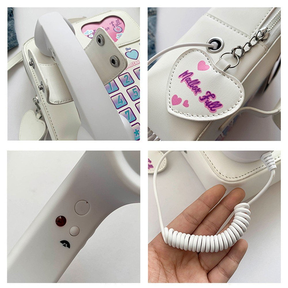 Jiibva Novelty Telephone Shaped Shoulder Bag Funny Retro Phone Design Crossbody Bag Personalized Handbags Purse for Women