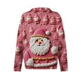 thumbnail image 5 of WTOBBY Women's Christmas Print Knit Cardigan, Long Sleeve Pullover with Festive Designs, Cozy for Holiday Parties and Winter Wear,Hot Pink M, 5 of 6