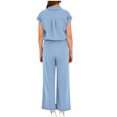 thumbnail image 3 of vigerkar Womens 2 Piece Outfits 2025 Spring Summer Casual Vacation Outfits Short Sleeve Tops with Wide Leg Pant Sets Sky Blue, XL, 3 of 9