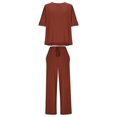 thumbnail image 7 of Efsteb Women's Two Piece Outfits Short Sleeve Loose Round Neck Tops Wide Leg Pants Business Casual Suits with Pockets (Brown,L), 7 of 7