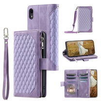 Feishell Crossbody Wallet Case for Apple iPhone XR,Luxury PU Leather Magnetic Buckle Zipper Pocket Card Slots Shockproof Flip Stand Phone Cover with Hand Strap & Shoulder Strap,Purple