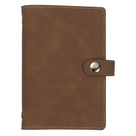 Uxcell A7 PU Leather Binder Cover, 6 Ring Loose Leaf Binder Protector Round Ring Binder Cover Refillable Notebook Binder for Meeting Photocard Budget Notebook Folder, Brown