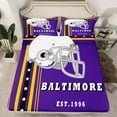 thumbnail image 2 of Sports Sheets American Football City King Bed Sheets Set, 3D Helmet Sheet Set Youth Bedroom, Purple Black Yellow Bedding Set - 1 Fitted Sheet 1 Top Sheet 2 Pillowcases (Baltimore), 2 of 6