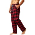 thumbnail image 7 of Mens Cotton Plaid Pajama Pants Elastic Waist Drawstring Soft Baggy Casual Wide Leg Lounge Pants Red XL, 7 of 7