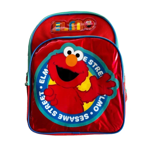 Sesame Street Elmo 16" Canvas Large School Backpack With 2 Mesh Pockets