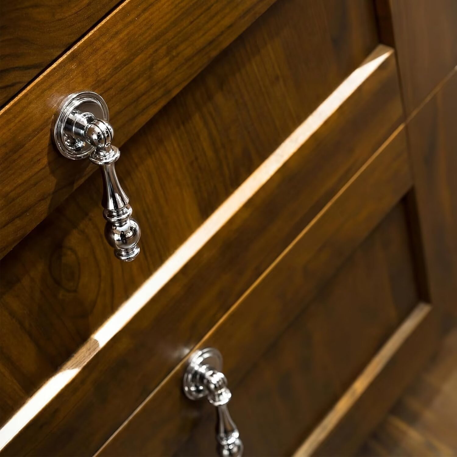 HDJNal 10 Pcs Vintage Drop Cabinet Pulls 2.55 Inch Zinc Alloy Drawer Handles Polished Nickel Dresser Knobs Decorative Pendant Style Hardware for Kitchen Cabinets Nightstand Cupboard
