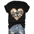 thumbnail image 1 of T-Shirt Col Rond en Tissu Tricoté avec Imprimé Cœur Brisé - Décontracté pour Femmes, Longueur Régulière, Confort Toutes Saisons, 1 of 6
