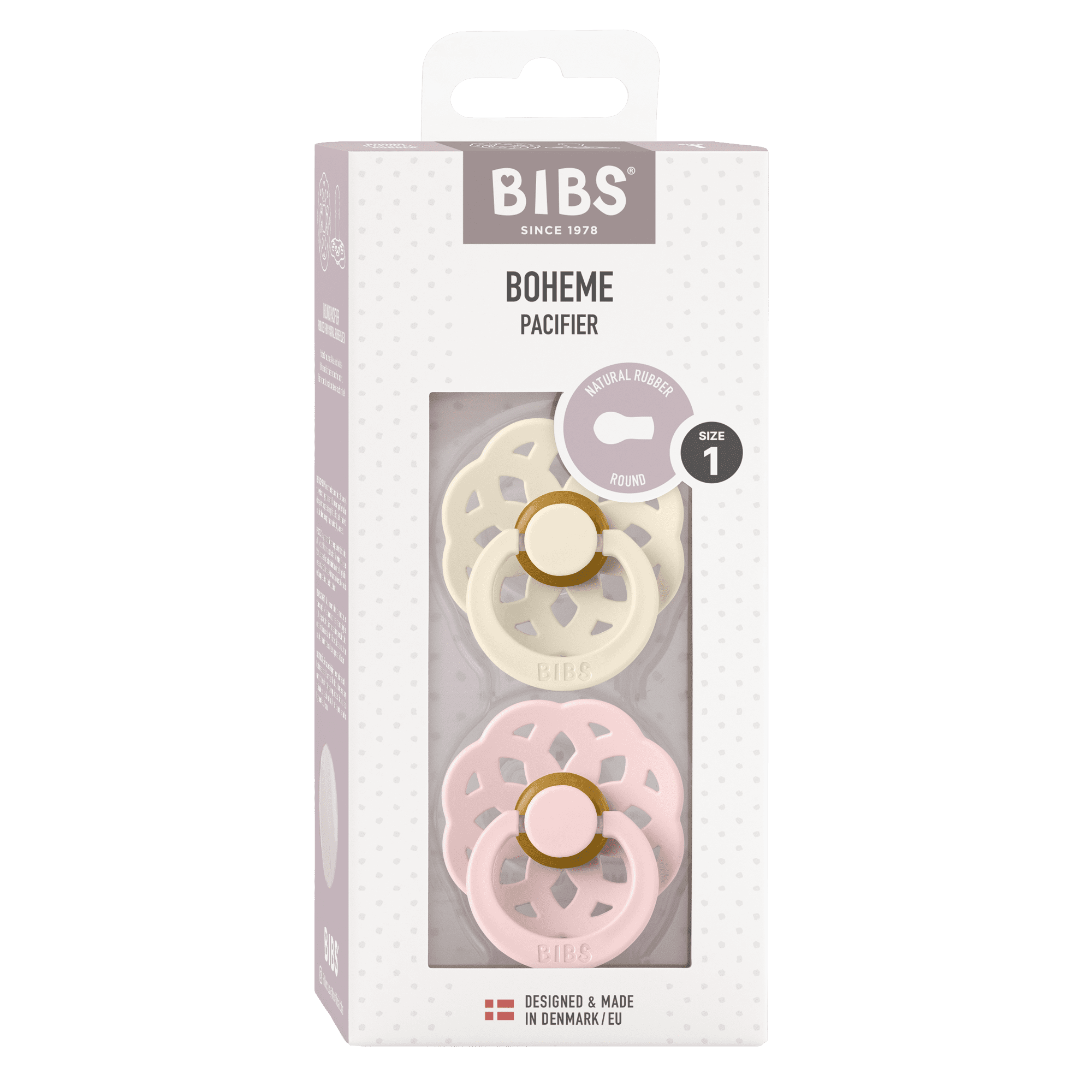 BIBS Infant Pacifier Boheme Latex Size 1, 0-6 Months, Blossom