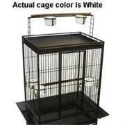 WI32 3/4" Bar Spacing Play Top Wrought Iron Parrot Cage - 32"x23" In White
