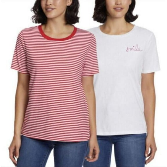 Ella Moss Womens Flattering Fit Ultra Soft Perfect Tee, 2-Pack