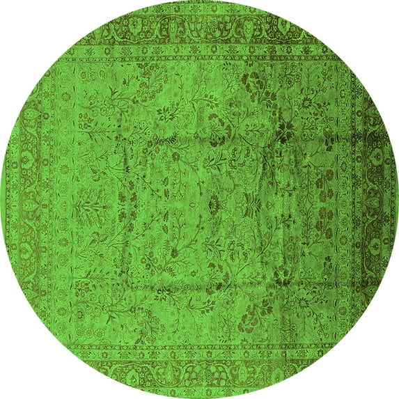 Ahgly Company Indoor Round Oriental Green Industrial Area Rugs, 6' Round