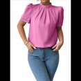 thumbnail image 2 of Camisa de Verano para Mujer, de Corta, con Volantes, Cuello Alto, Floral, , 2025, Blusas Informales, Tops Rosa XL, 2 of 8