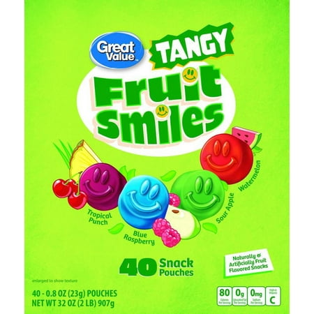 Great Value Tangy Fruit Smiles 40 Ct